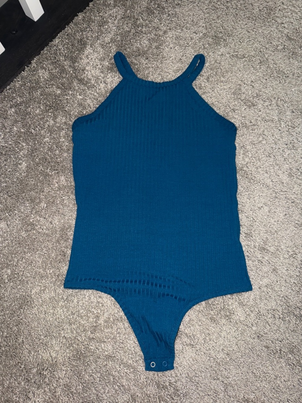 Teal Ribbed Halter Bodysuit